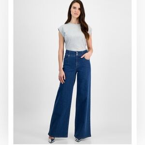 INC Women's High-Rise Wide-Leg Jeans denim Size 12